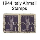 1944 Italy 1 Lire Airmail Postage Stamps Lot Of 2 Stamps SJXX-404