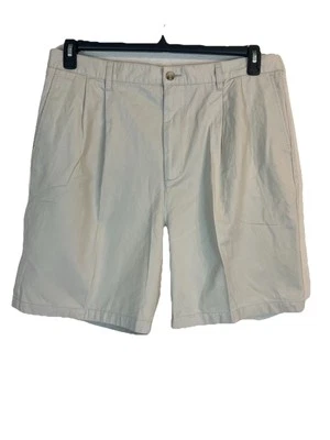 Pantalones cortos de vestir plisados Stone Covington para hombre. Talla 40. 100% algodón. Lazos para cinturón. Foto 1 de 4