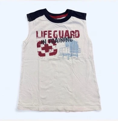 Camiseta sin mangas Jumping Beans para niños talla 7 con gráfico de salvavidas blanca con negro Foto 1 de 3