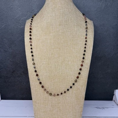 Silpada Silver and Brass Burgundy Blush Red Tigers Eye Beaded Necklace N3347 - Image 1 of 4