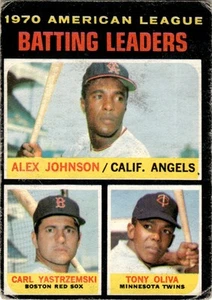 1971 OPC AL 1970 Batting Leaders - Alex Johnson/Carl Yastrzemski/Tony Oliva LL - Picture 1 of 2