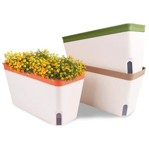 Windowsill Herb Planter Box, Set of 3, Self Watering Plant Pots, 10.5 Inch Re... - Picture 1 of 7