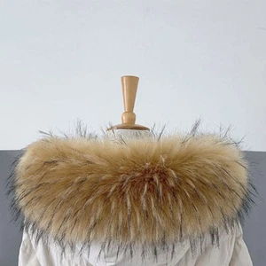 tachable Fluffy Collar Faux Fur Hood Trim Collar Replacement DIY Winter Coat - Picture 1 of 11