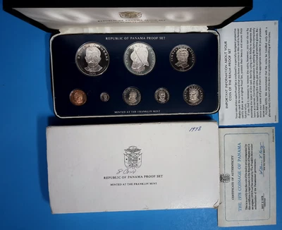 1978 Republic of Panama Proof Set Franklin Mint 8 Coin Set with Case COA - Image 1 of 4