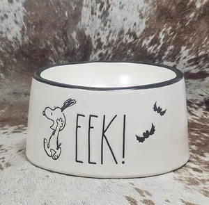 Rae Dunn EEK! Snoopy Peanuts Halloween Pet Bowl Raised New - Picture 1 of 4