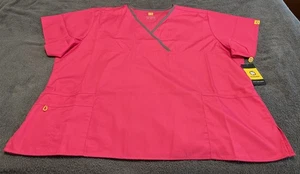 Wonder Wink Origins Womens XXXXL Scrub Top V Neck Pink Top New - Picture 1 of 12