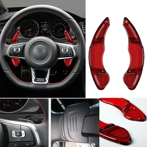 Red Carbon Fiber Steering Wheel Paddles Shifter For VW Golf 7 MK7 Scirocco 15-17 - Picture 1 of 13