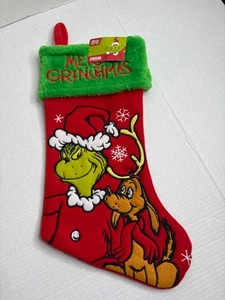 Dr Seuss The Grinch Max Christmas Stocking 22" Red Green Fleece Felt New - Picture 1 of 7