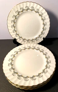 Vintage Lot of 5 Minton Ermine Salad/Dessert Plates - Gold Trim - 8" - Picture 1 of 4