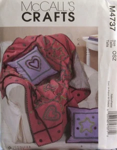 McCalls Crafts 4737 Chenille Quilt 52" Pillows 16" Jennifer Lokey Heart Pattern - Picture 1 of 2