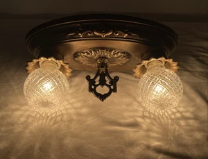 Aplique de techo o tocador de pared Art Deco de colección con montaje empotrado de latón de bronce - Imagen 1 de 24