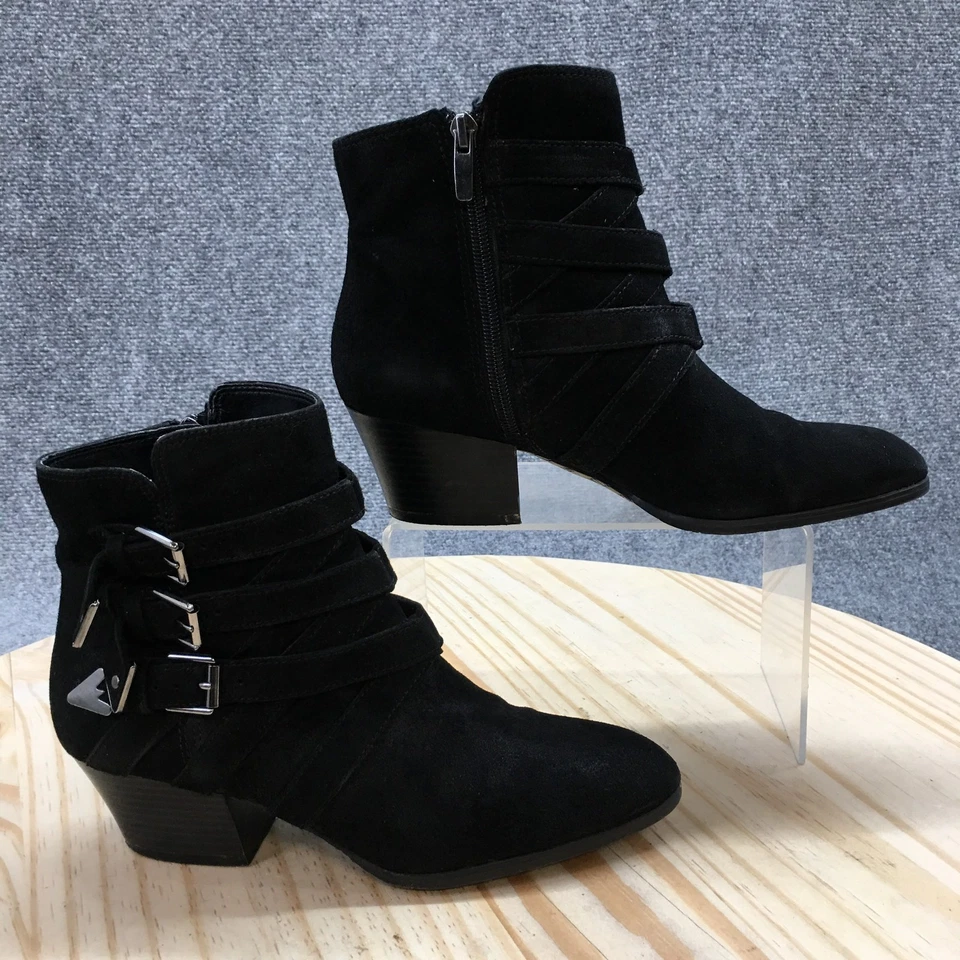 Enzo Angiolini Botas Mujer 6.5M Botín Negro Cremallera Lateral Hebilla Tacones Bloque Foto 1 de 4