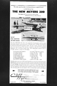 MEYERS AIRCRAFT CO NEW MEYER 200 CLIFF HYDE HOUSTON TX 1960 AD - Bild 1 von 1