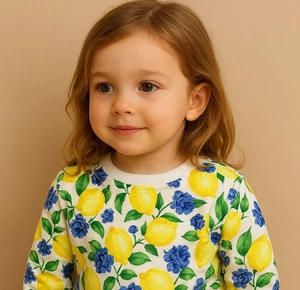 Neu mit Etikett Janie and Jack Mädchen The Resort zitronenfarbenes Sweatshirt Größe 3 - Bild 1 von 7