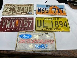 4 States + Mustang License Plates YOM Ford Chevy Dodge Pontiac Jeep Original - Picture 1 of 2