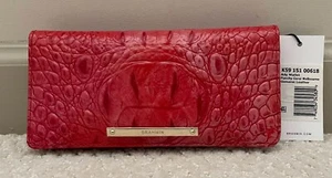 Portafoglio Brahmin Melbourne ADY Slim Bifold Pelle PUNCHY CORAL Rosso Rosa Nuovo con etichette Raro - Foto 1 di 8