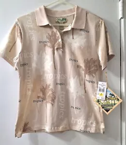 NWT Havana Jacks Cafe Womens Polo Top Shirt M Vacay Sand Palms Tropical Breeze - Picture 1 of 9
