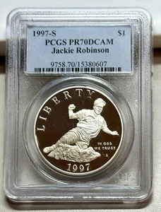 1997-S JACKIE ROBINSON COMMEMORATIVE DOLLAR PCGS PR70 DCAM - Picture 1 of 2