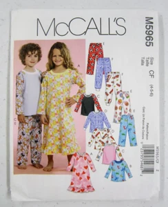 McCall's M5965 Schnittmuster Kinder Pyjama Kleid Oberteil Hose Größe 4 - 6 ungeschnitten - Bild 1 von 4