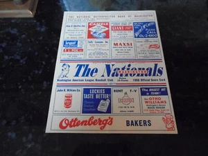 1956 Washington Nationals vs  Visitors Scorecard (Unscored)  - Picture 1 of 2