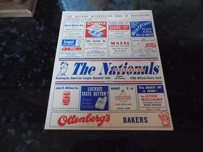 1956 Washington Nationals vs  Visitors Scorecard (Unscored)  - Image 1 of 2