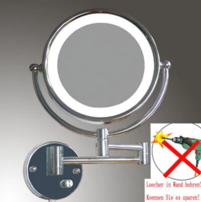 LUXUS LED Beleuchtet Kosmetikspiegel Nomal+10Fach, Loc, ohne Bohren, WCG-NB - Bild 1 von 4