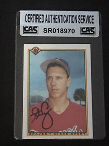 STEVE AVERY 1990 BOWMAN SIGNED AUTOGRAPHED CARD #9 BRAVES CAS CERTIFIED