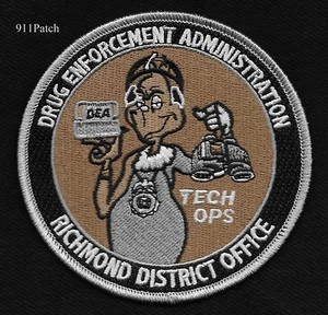 DROGENDURCHSETZUNG VERWALTUNG DEA TECH OPS RICHMOND DIS OFFICE POLIZEI AUFNÄHER - Bild 1 von 3