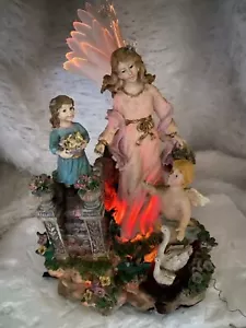 Angel Music Box w / Small Child, Cherub, Ducks, etc. Lighted Easter... 10" Décor - Picture 1 of 7