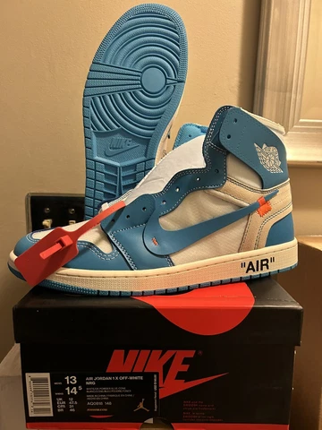 Jordan 1 Off White Shoes UNC Size 13 Blue Never Tried On Box Etc One I Rare X V Cover