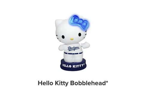 Los Angeles Dodgers Hello Kitty Bobblehead 8/3/23 Presale Lights Up Blue Cover