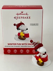 2017 Winter Fun with Snoopy #20 - Sledding in Bowl - Hallmark Miniature Ornament - Picture 1 of 11