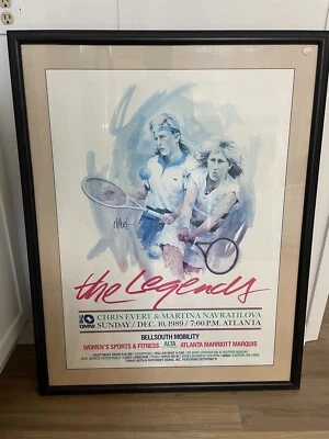 "Póster original de tenis 1989 Chris Evert Navratilova 42x33"" enmarcado Wayland Moore" Foto 1 de 4