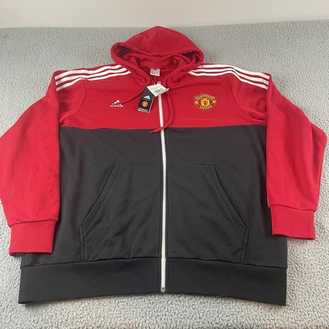 Adidas Manchester United Hoodie Mens 3XL Red Full Zip Hooded Sweatshirt New Cover