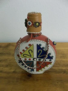 MEXICAN LEATHER WRAPPED BOTTLE WITH STRAP - Picture 1 of 2
