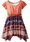 Bonnie Jean Little Girls Lace To Tribal Print Chiffon Belted Skirt Dress 4-6 New
