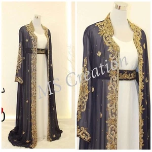SALE Moroccan Kaftan Wedding Dress Arabic Party Wear Abaya Very Fancy Gown 463 - Picture 1 of 6