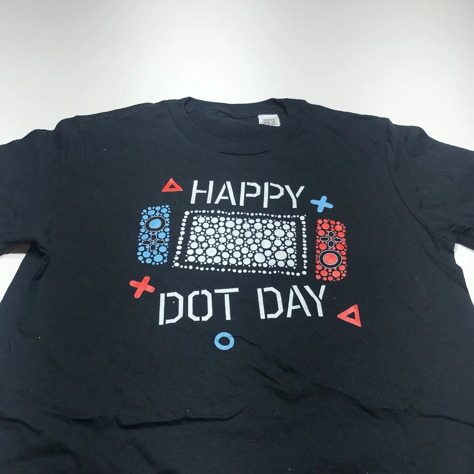 NEW Happy Dot Day Video Game Black Short Sleeve T-Shirt Juniors Youth Size 12 - Image 1 of 4