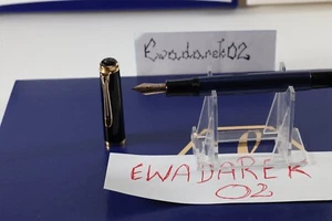 Pelikan M400 Fountain Pen, Blue w Stripes, GT, M Gold Nib, Older Version, Nice - Picture 1 of 11