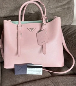 Gorgeous Authentic PRADA Saffiano Cuir Double Leather Tote Bag in Pink - Picture 1 of 13