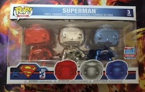 Funko Pop Heroes! SUPERMAN 3 Pack Funko '18 Fall Convention Exclusive Ltd Ed.  - Picture 1 of 5