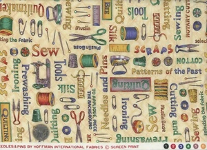 Hoffman International Needles and Pins Sewing Notions Quilting Cotton Fabric BTY - Picture 1 of 1