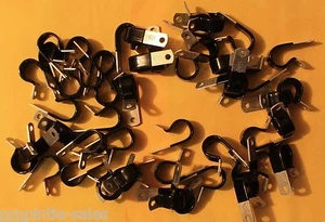 (50) Línea de cable de encendido de combustible de freno recubierta de vinilo de aluminio P CLAMP de 11/16" - Imagen 1 de 1