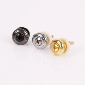 4Pcs Bass Guitar Strap Knobs End Pins Set Button Locks Flated Head Acoustic Gold - Picture 1 of 10