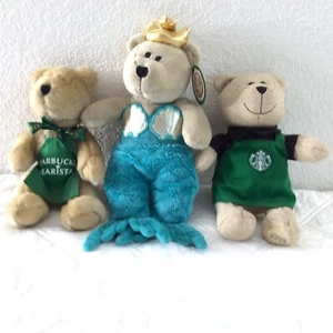 Starbucks Bearista Bears Lotto di 3 1997 Prima Edizione 2016 e 2019 Sirena Nuovi con etichette - Foto 1 di 14