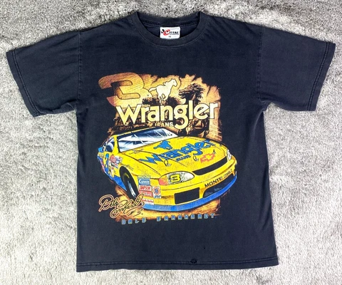Vintage Dale Earnhardt Nascar Shirt Mens Medium Black Legend Wrangler Goodwrench Cover