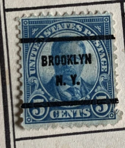 1922 THEODORE ROOSEVELT Five Cents 5c Blue US POSTAGE STAMP w/ Overstamp - Picture 1 of 2