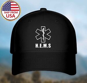FLight Medic Helicopter EMS Paramedic Black Hat Baseball Cap Size S/M and L/XL