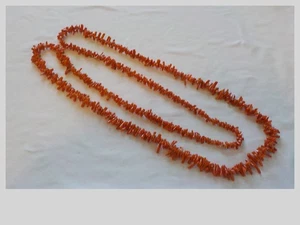 Vintage Coral Graduated Orange Branch Necklace 45 " No Clasp 66.1 gm - Picture 1 of 10