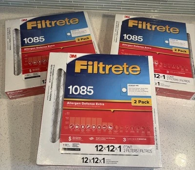 3M Filtrete 1085 Allergen Defense Extra 12x12x1   6 NEW Filters (Sealed) - Image 1 of 4